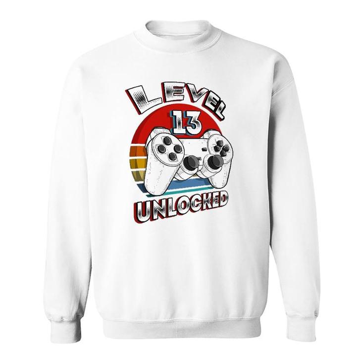 Level 13 Unlocked Matching Video Game 13Th Birthday Gift Boy Sweatshirt