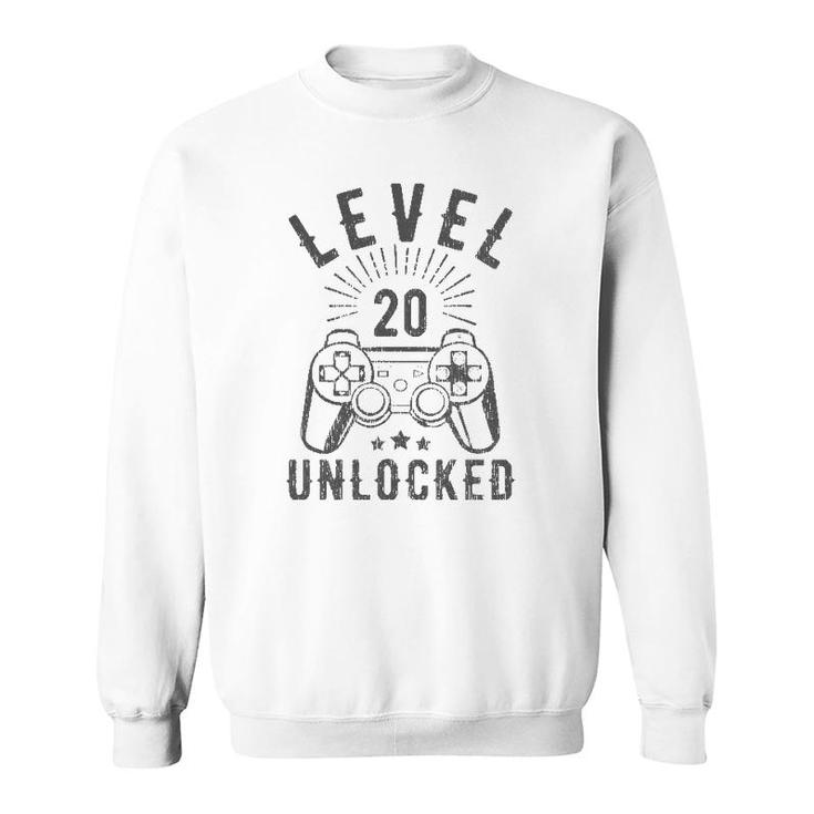 Level 20 Unlocked Simple Gamer 20Th Birthday 20 Years Old Sweatshirt