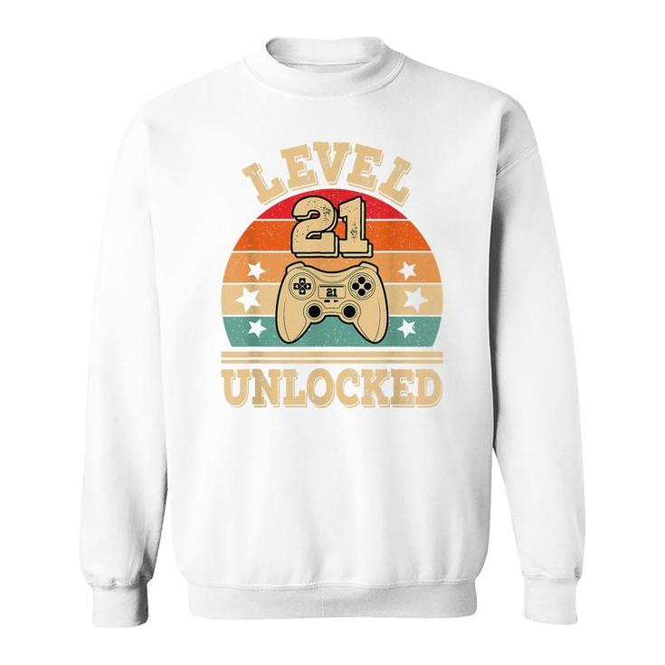 Level 21 Unlocked Video Gaming 21St Birthday 2001 Game Retro  Sweatshirt