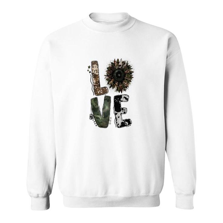 Love Military Sunflower Power Hero Dad Sweatshirt