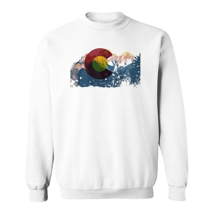 Love Vintage Colorado Flag Mountains Gift Design Idea  Sweatshirt
