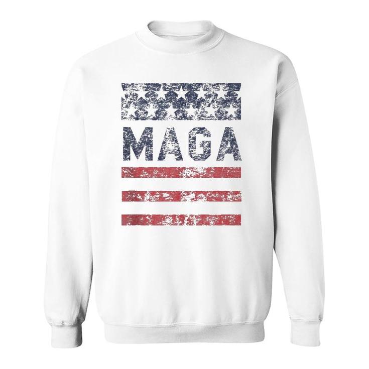 Maga Stars & Stripes Retro Vintage Distressed Graphic  Sweatshirt