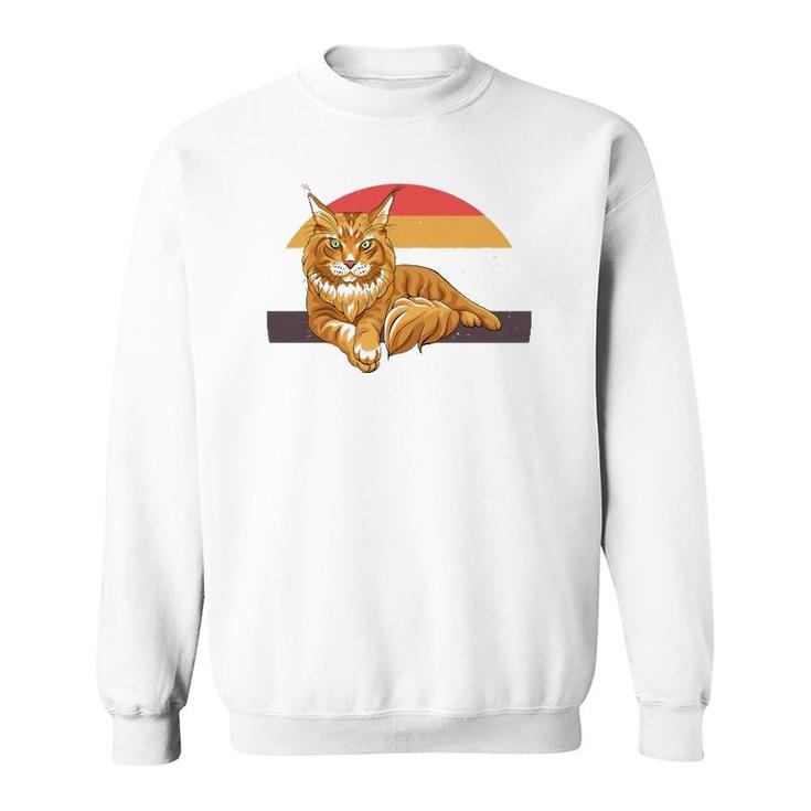 Maine Coon Cute Cat Vintage Retro Sweatshirt