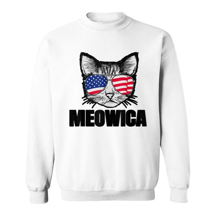 Meowica Patriotic Cat 4Th Of July  American Flag Graphics  Sweatshirt