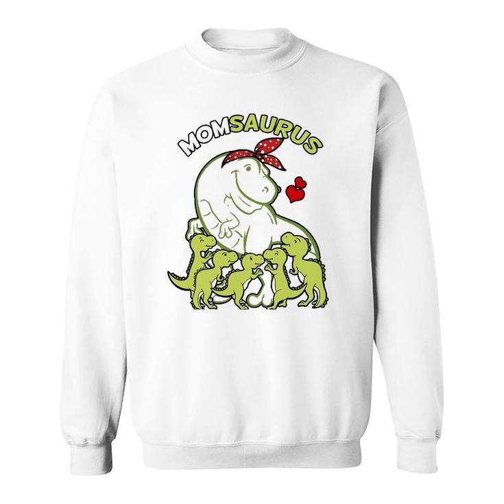 Momsaurus Mom 5 Kids Dinosaur Mothers Day Sweatshirt