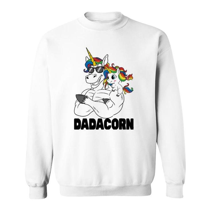 Muscle Unicorn Dad Baby Daughter Shoulder Sitting Dadacorn Sweatshirt