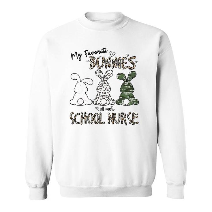 My Favorite Bunnies Call Me School Nurse Leopard Easter Day Sweatshirt