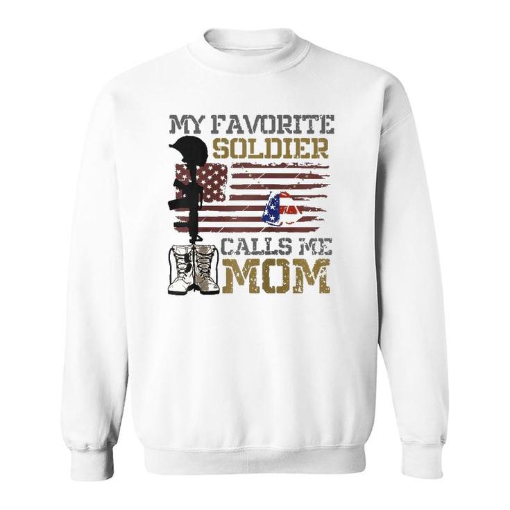 My Favorite Soldier Calls Me Mom Proud Army Mom Raglan Baseball Tee Sweatshirt