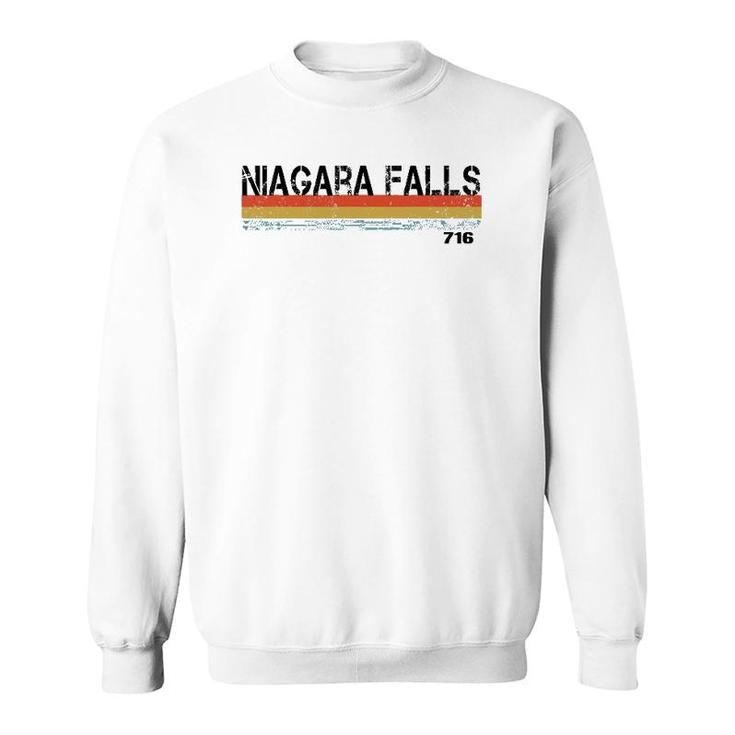Niagara Falls Ny Area Code 716 Vintage Stripes Sweatshirt