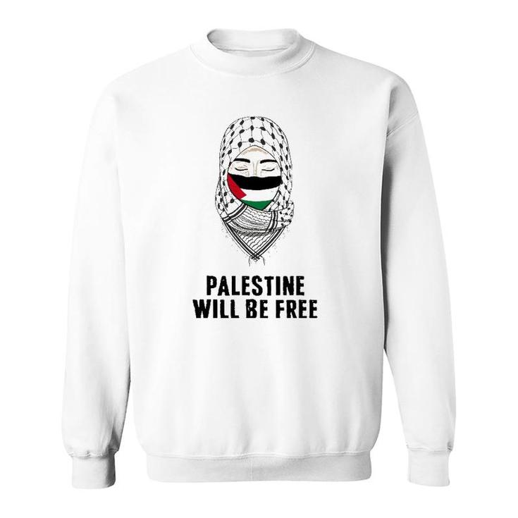 Palestine Will Be Free Gaza Flag Arabic Support Scarf Women Sweatshirt
