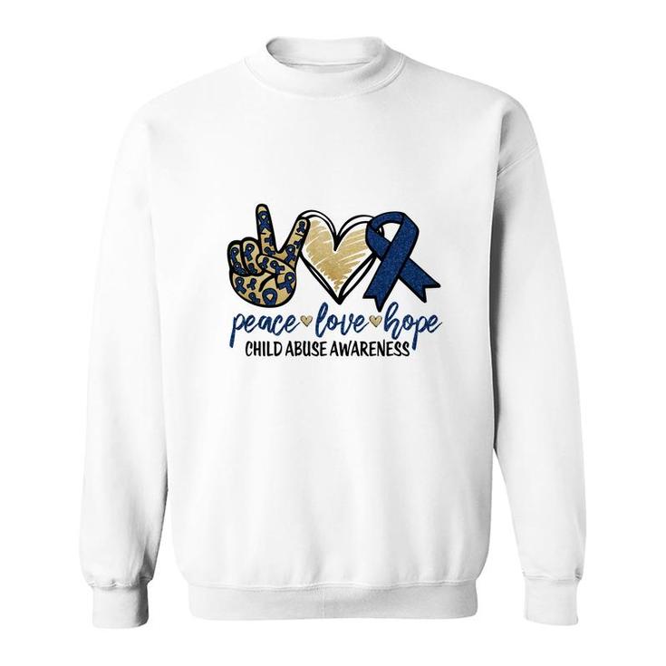Peace Love Hope Child Abuse Awareness Glitter New Sweatshirt