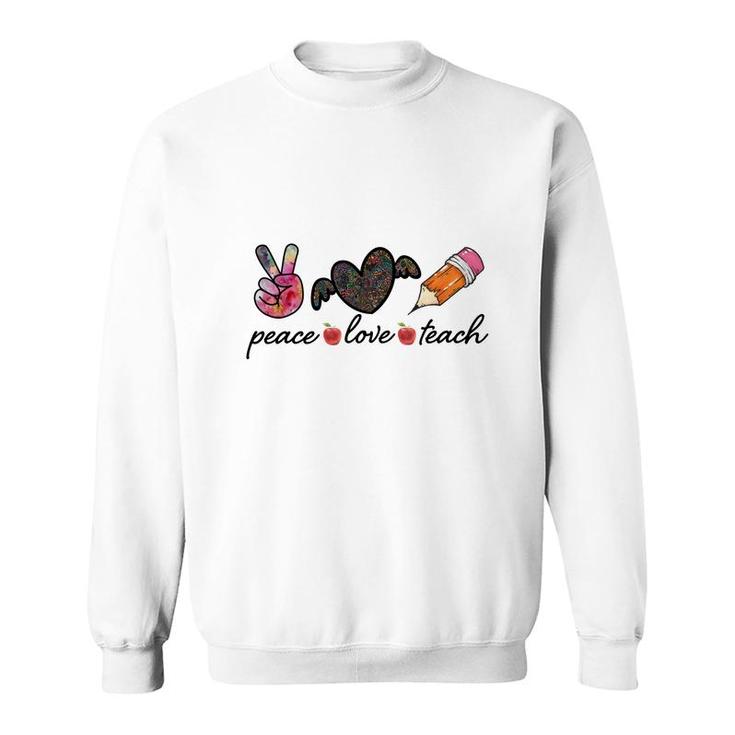 Peace Love Teach Heart Wings Great Graphic Sweatshirt