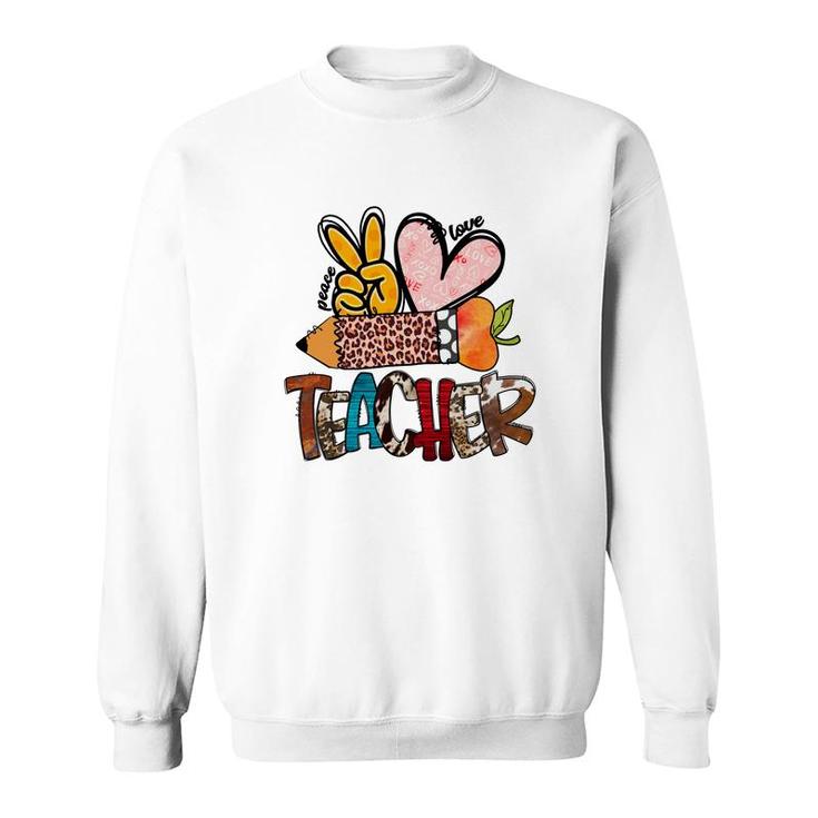 Peace Love Teacher Leopard Funny Gift Ideas Sweatshirt