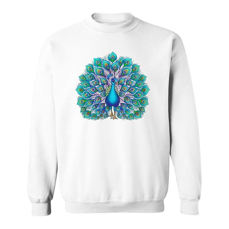 Peacock Bird Lover Illustration Animal Lover Sweatshirt