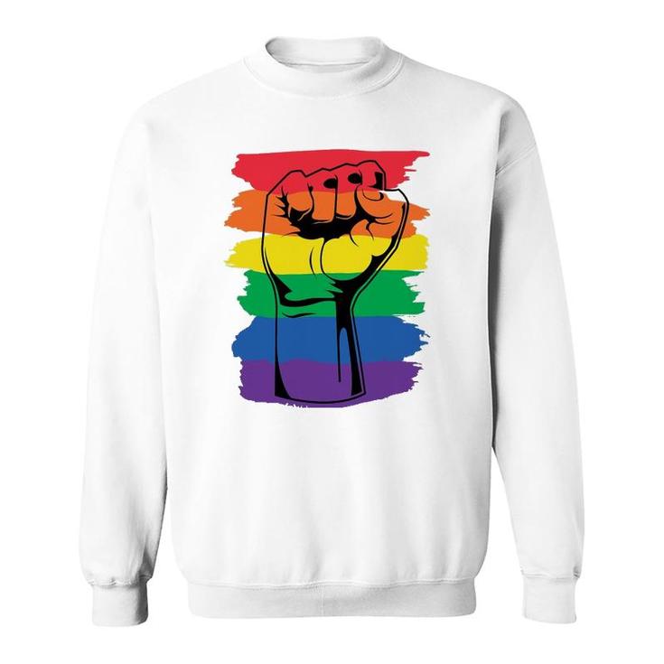 Pride Month Merch Lgbt Rainbow Fist Lgbtq Gay Pride Sweatshirt