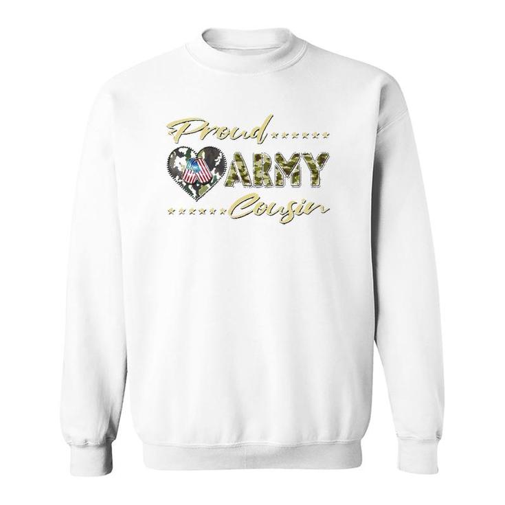 Proud Army Cousin Camo Us Flag Dog Tags Military Family Gift Sweatshirt