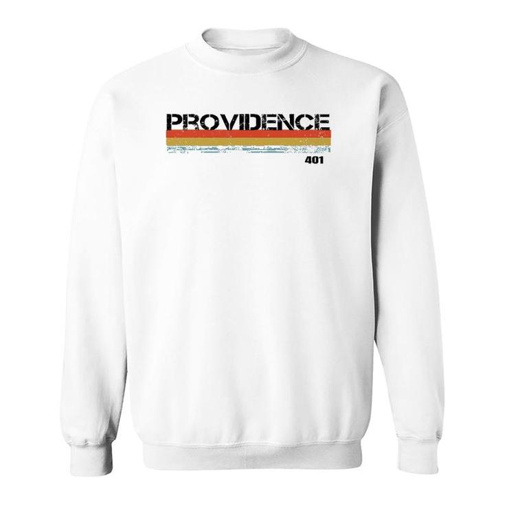 Providence Area Code Retro Vintage Stripes Sweatshirt