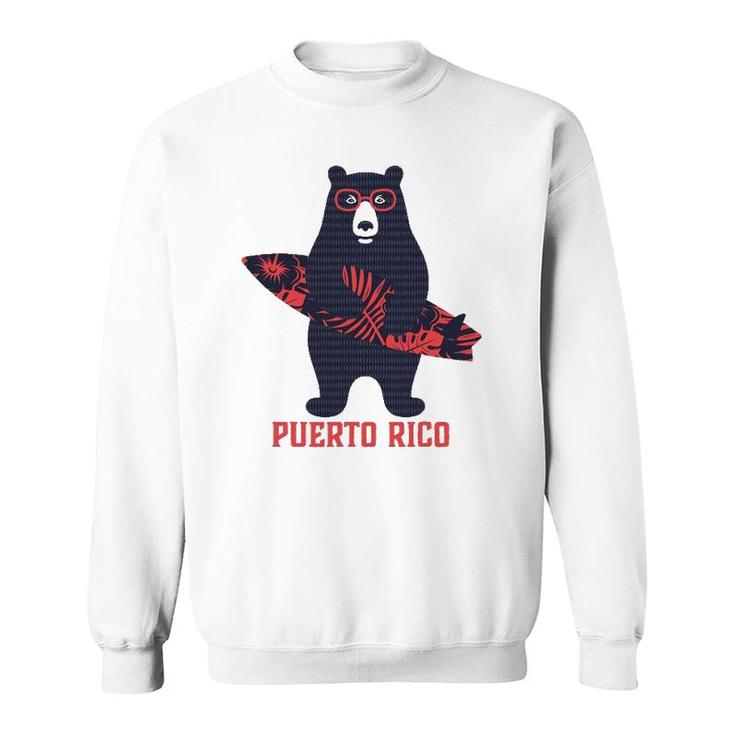 Puerto Rico Tropical Surfing Bear Sweatshirt