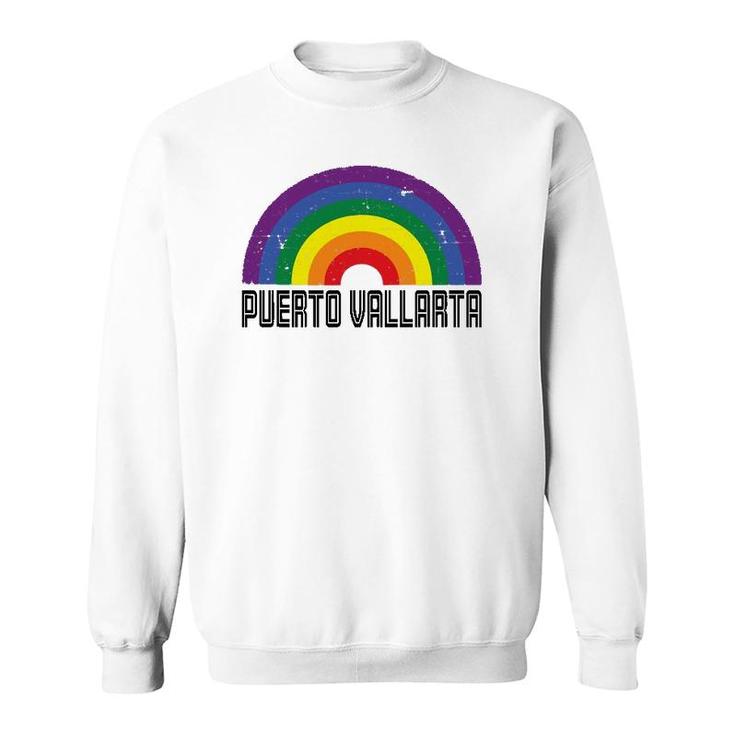 Puerto Vallarta Mexico Lgbtq Distressed Gay Rainbow Sweatshirt