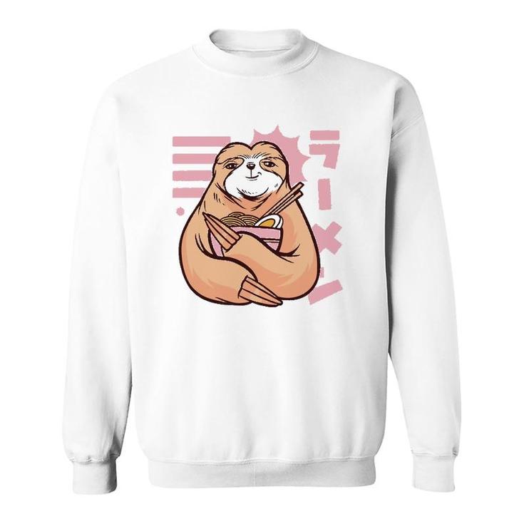 Ramen Noodles Sloth 90S Kawaii Anime Girl Japanese Aesthetic  Sweatshirt