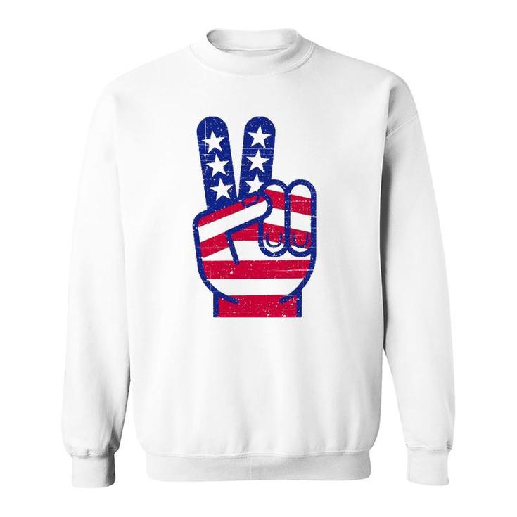 Retro Red White And Blue Peace Sign Vintage July Fourth Gift Sweatshirt