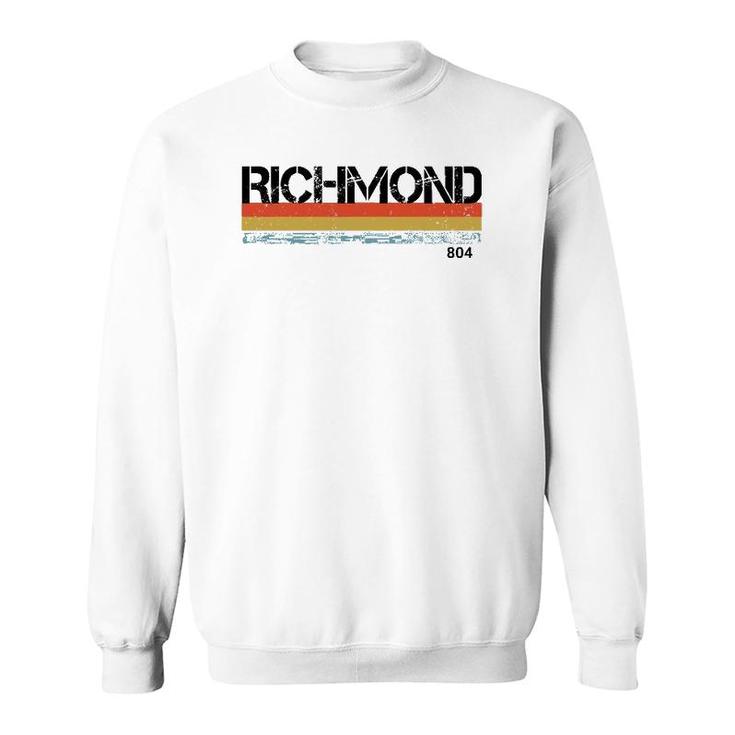 Richmond Virginia Area Code 804 Vintage Retro Stripes Sweatshirt