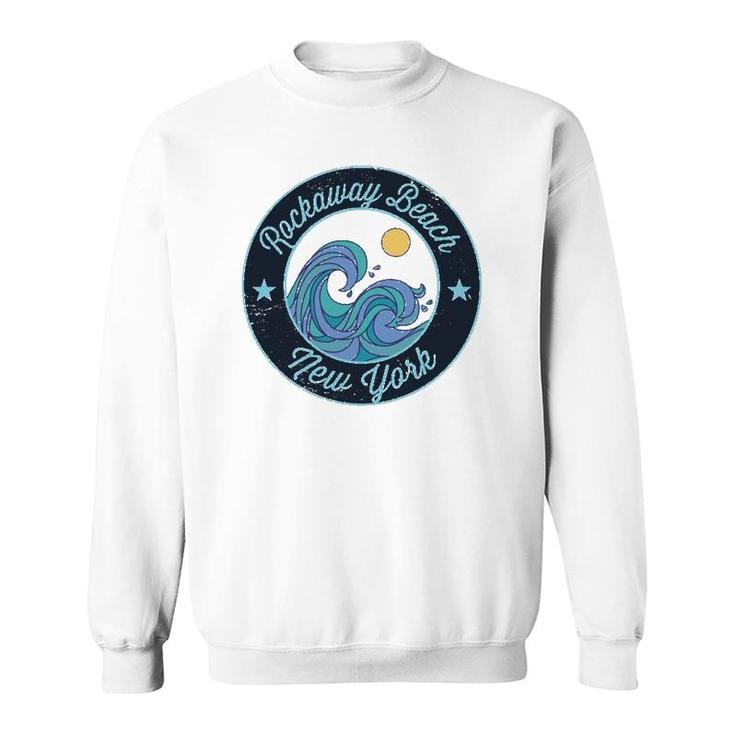 Rockaway Beach Ny New York Souvenir Nautical Surfer Graphic  Sweatshirt