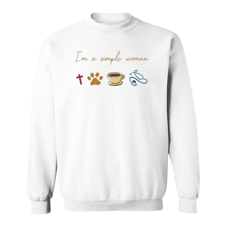 Simple Woman Jesus Dog Coffee Stethoscope Nurse Sweatshirt