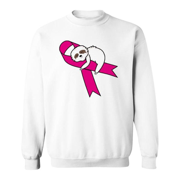 Sloth Pink Ribbon Warrior Cute Breast Cancer Awareness Gifts Sweatshirt