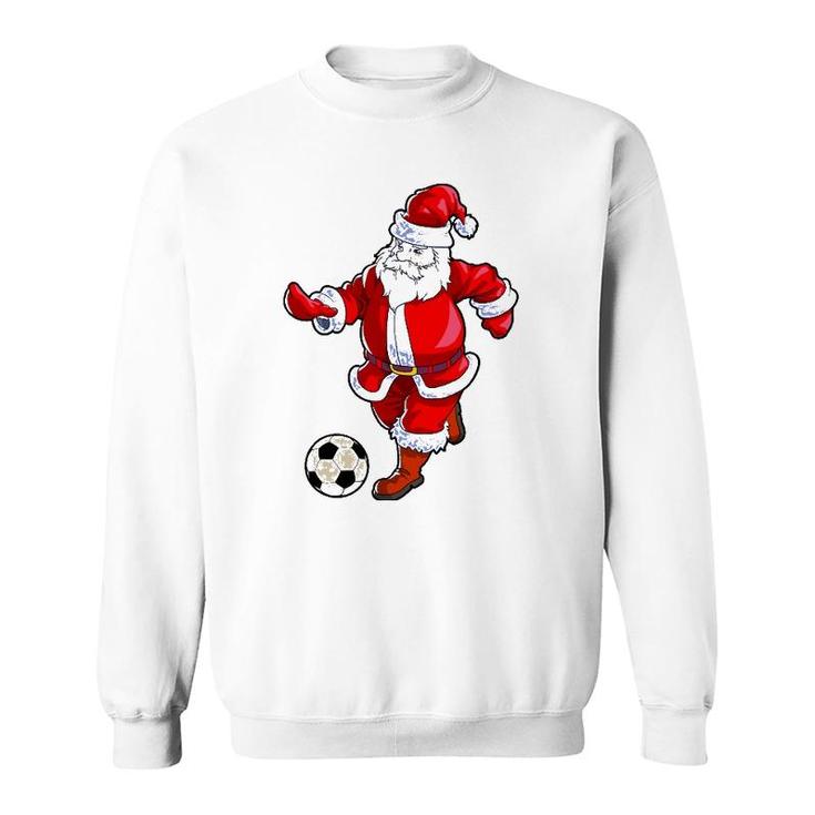 Soccer Christmas  Men Kids Boys Soccer Santa Claus Sweatshirt