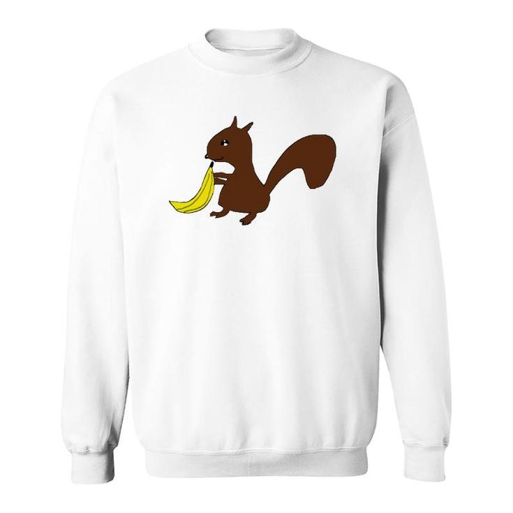Squirrel With Banana Cute Funny Graphic Sweatshirt
