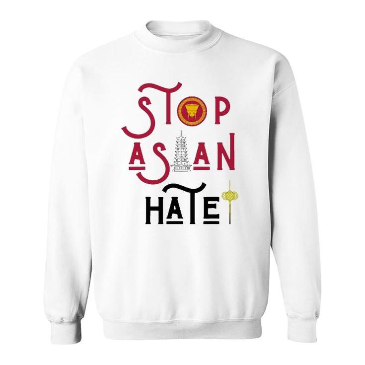 Stop Asian Hate Americans Support Asians Vintage Retro Peace Sweatshirt