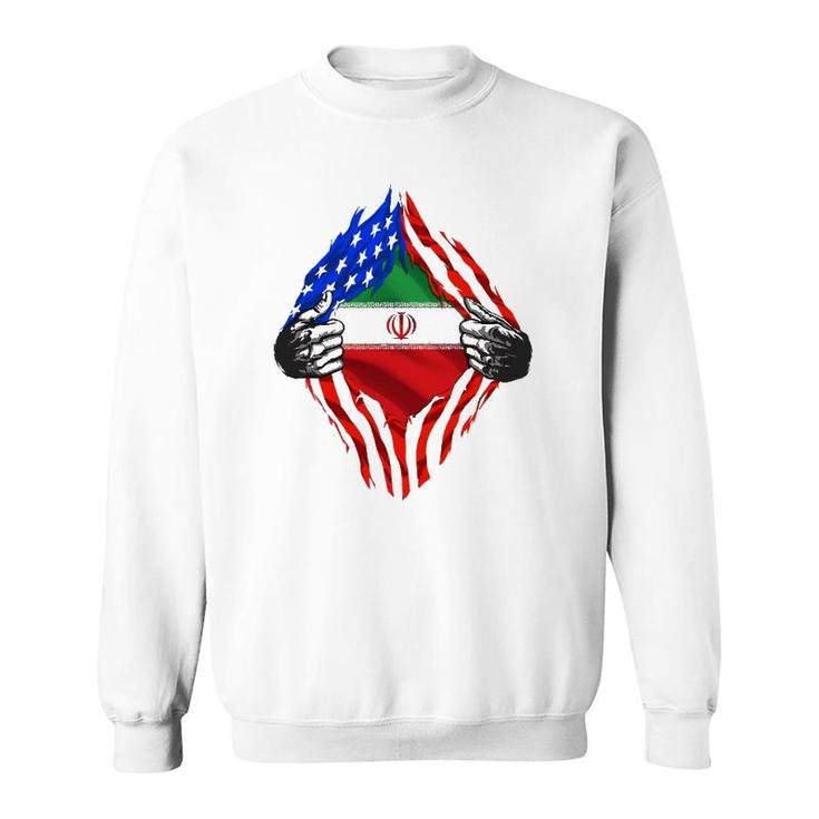 Super Iranian Heritage Iran Roots Usa Flag Sweatshirt