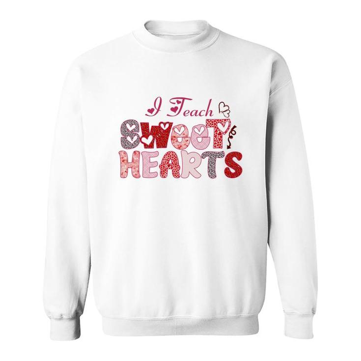 Teach Sweet Hearts Teacher Red Leopard Sweatshirt