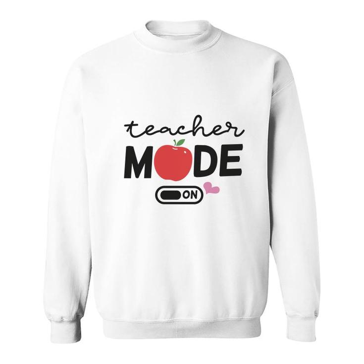 Teacher Mode On Apple Pink Heart Decor Sweatshirt