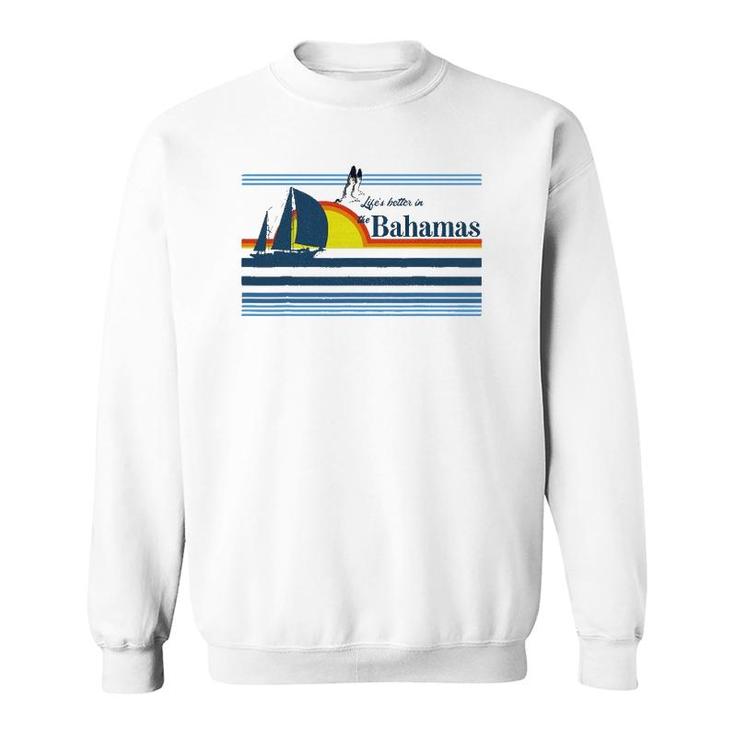 The Bahamas Beach Retro 70S 80S 90S Sailing Boat Sunset Surf Sweatshirt