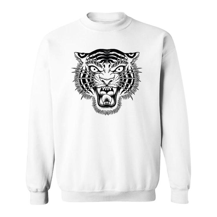 Tiger Head Traditional Tattoo Art Graphic Sweatshirt