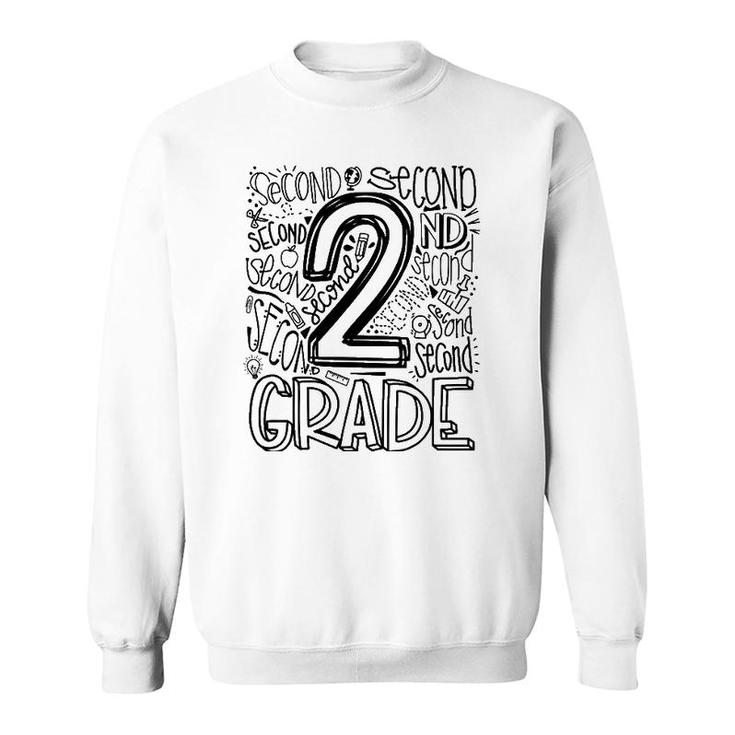 Typography 2Nd Grade Teacher Student Back To School Sweatshirt