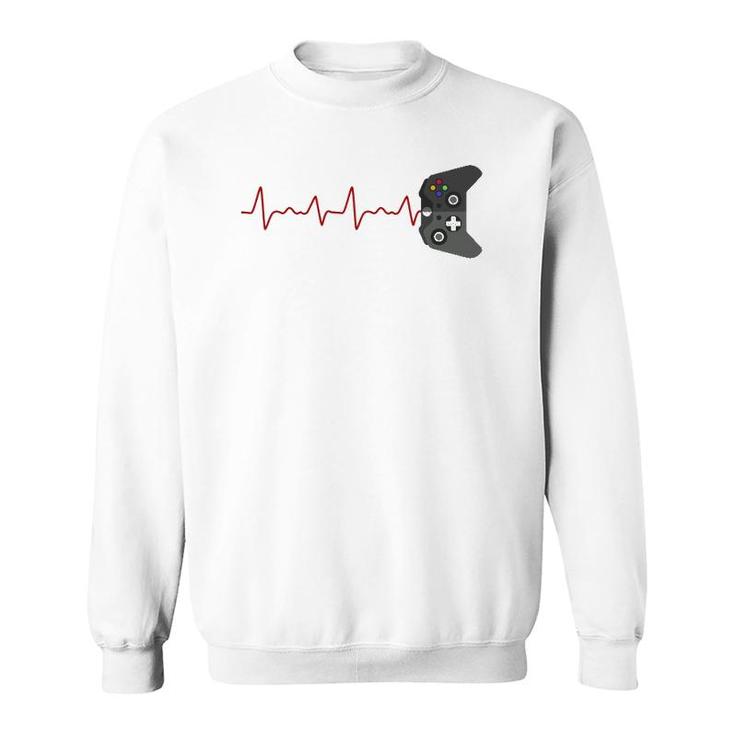 Video Game Lover Gifts Gamer Heartbeat Gaming Sweatshirt