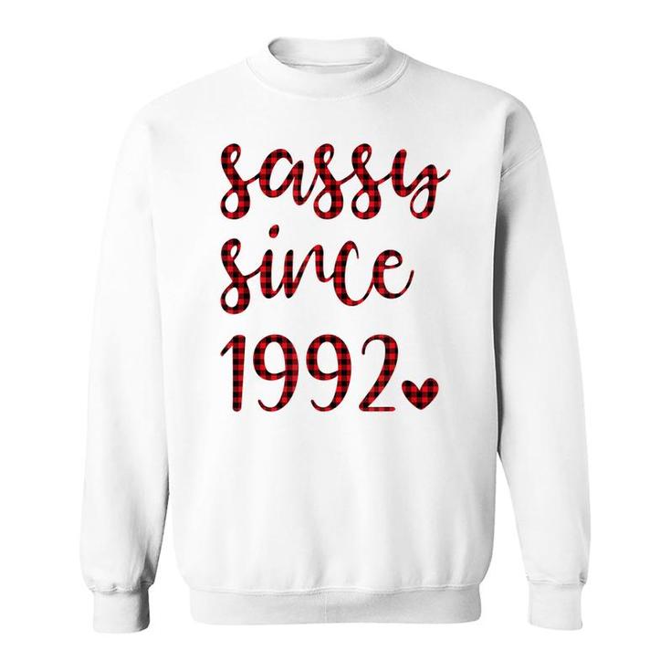 Women Vintage Sassy Since 1992 Buffalo Plaid Birthday Party  Sweatshirt