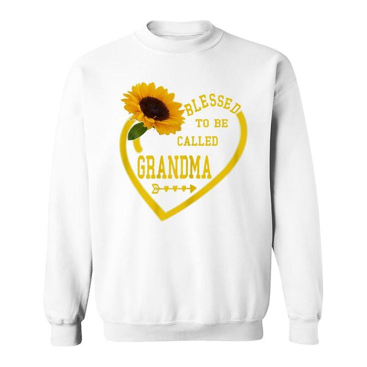 Womens Blessed To Be Called Grandma Mothers Day Sunflower Hearts  Sweatshirt