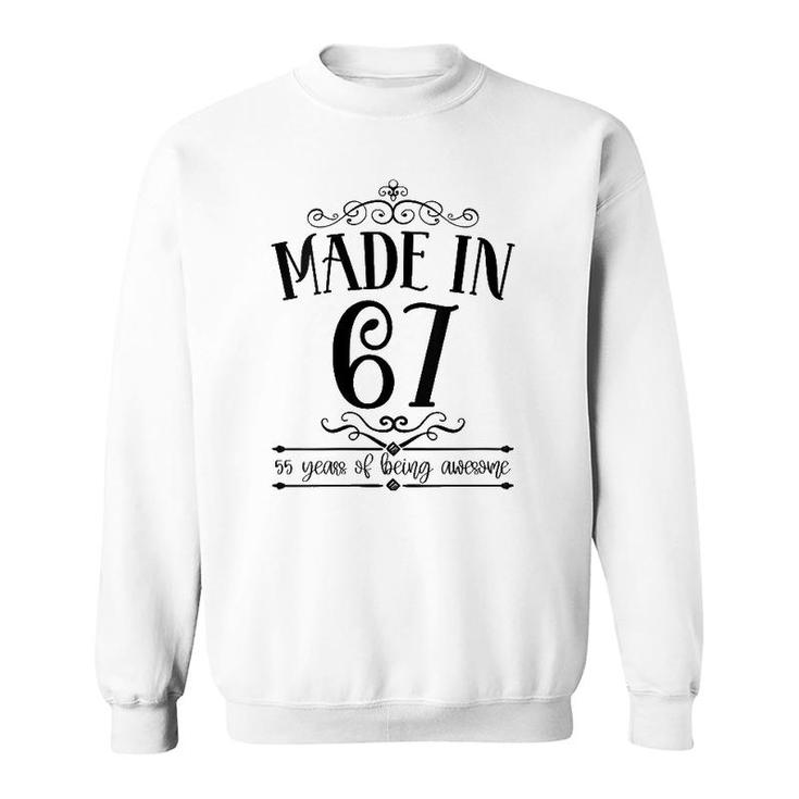 Womens Born In 1967 55 Years Old Made In 1967 55Th Birthday V-Neck Sweatshirt