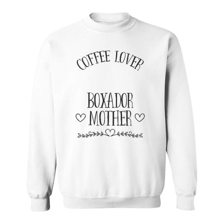 Womens Boxador Mom Dog & Coffee Lover Gift Funny Slogan Pun Gift V-Neck Sweatshirt