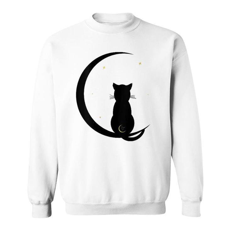 Womens Double Moon Cat V-Neck Sweatshirt