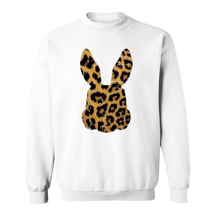 Womens Leopard Print Bunny Rabbit Cute Spring Easter Women Girls Sweatshirt