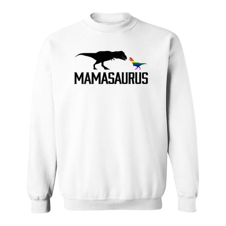 Womens Mamasaurus Lgbt Mom Rainbowrex V-Neck Sweatshirt