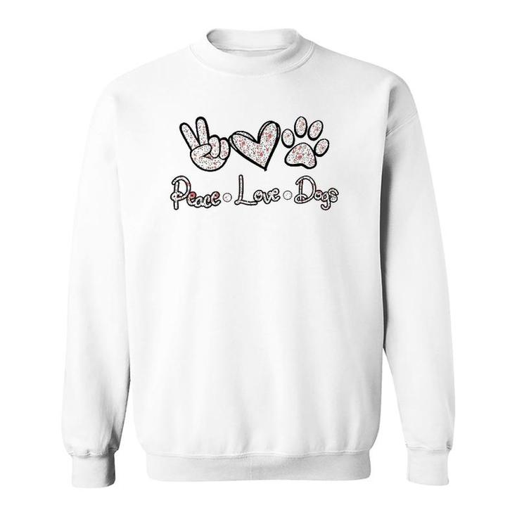 Womens Peace Love Dogs Flowers Lover Puppy Paw Dog Funny Dog Lover V-Neck Sweatshirt