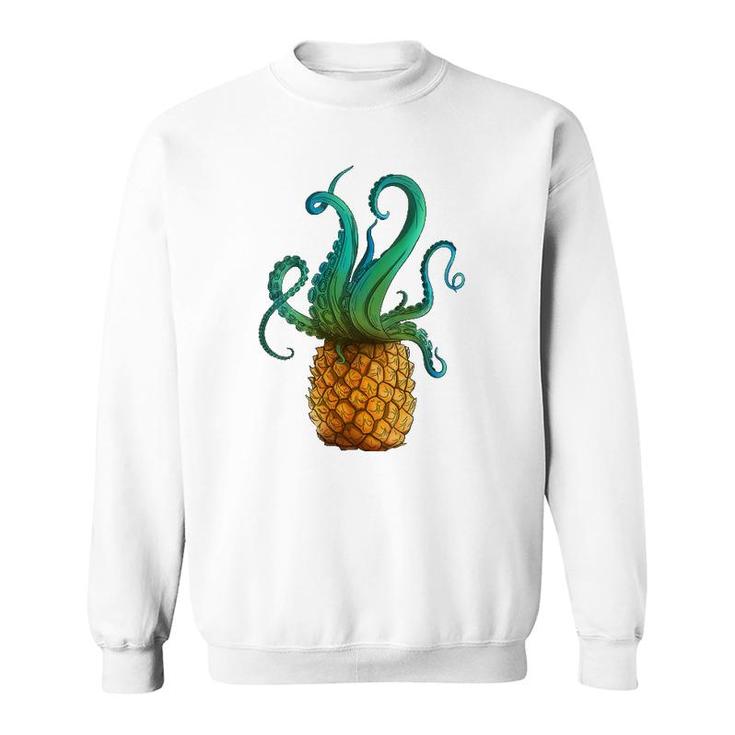Womens Pineapple Octopus Funny Summer Tee V-Neck Sweatshirt