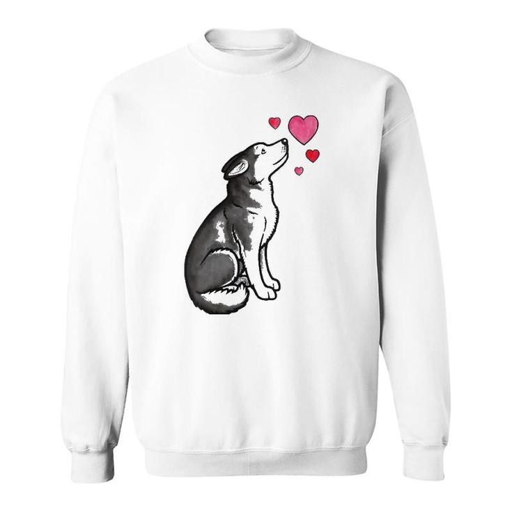 Womens Siberian Husky Love V-Neck Sweatshirt