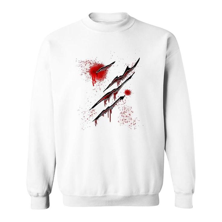 Zombie Ripped  Blood Red Zombie  Zombie Wounds Sweatshirt